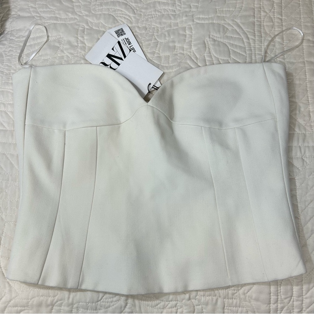 NWT Zara Strapless Corset Off White Women’s Size Medium